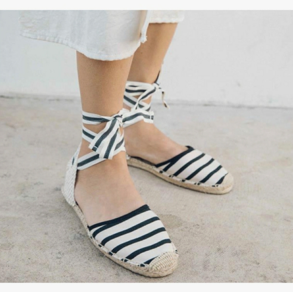 Chic Soludos Striped Ankle Tie Espadrilles - Picture 14 of 16